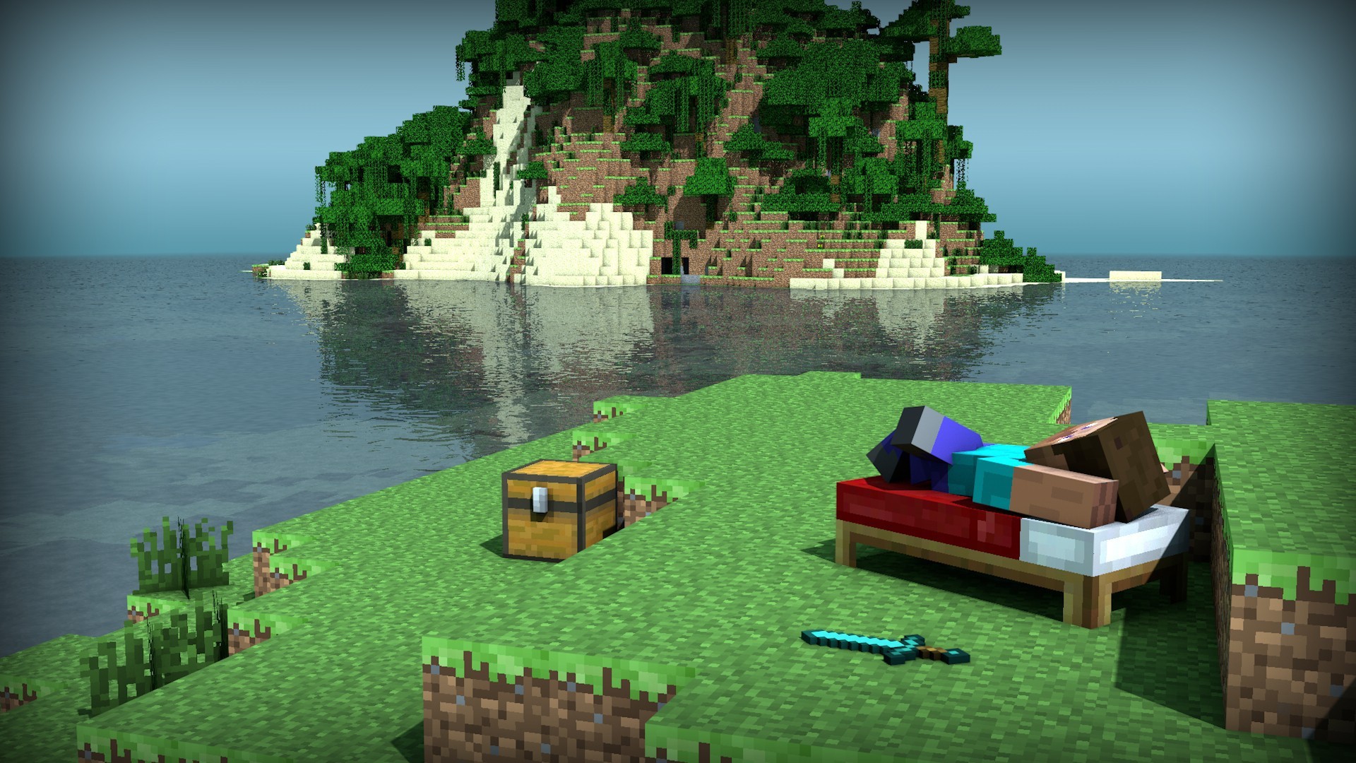 Берег моря в игре Minecraft