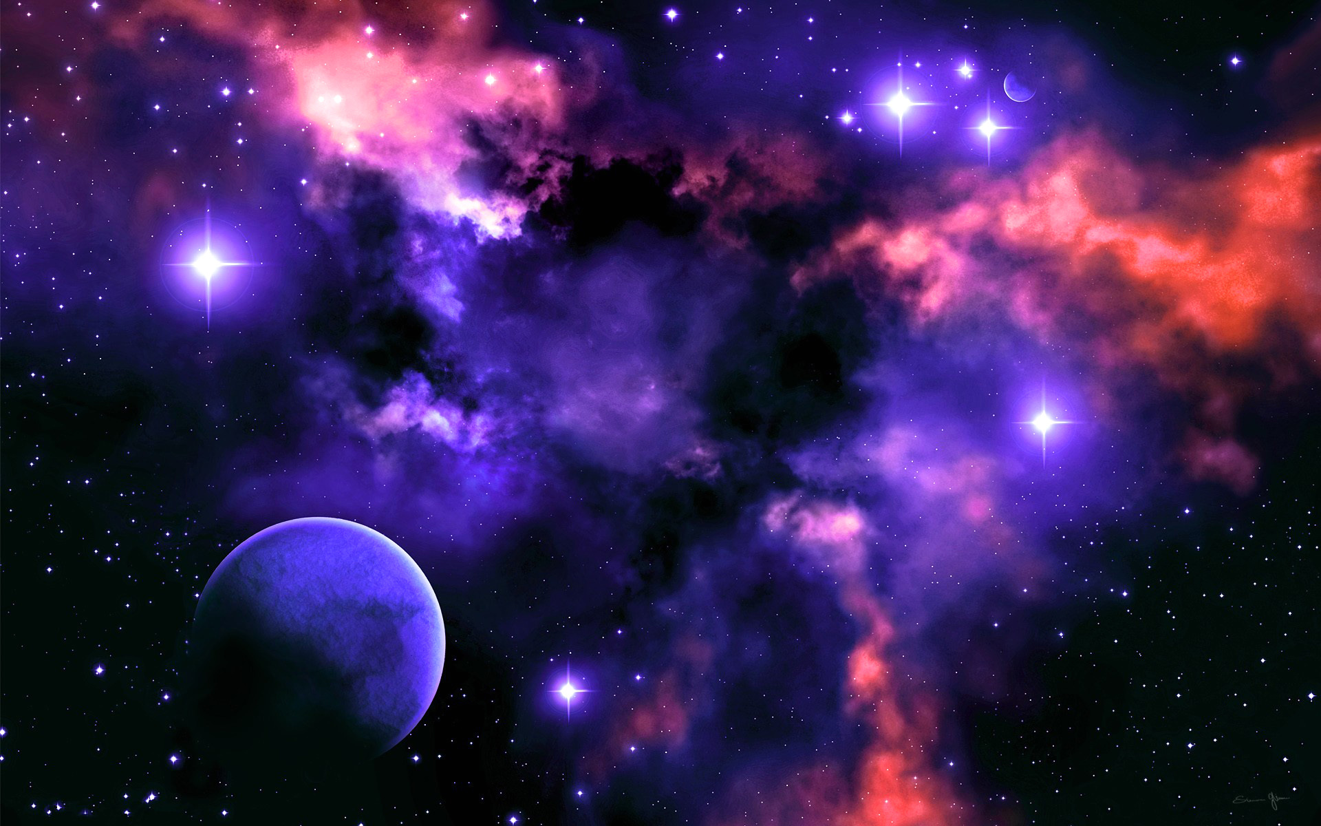 звезды планета туманность небо