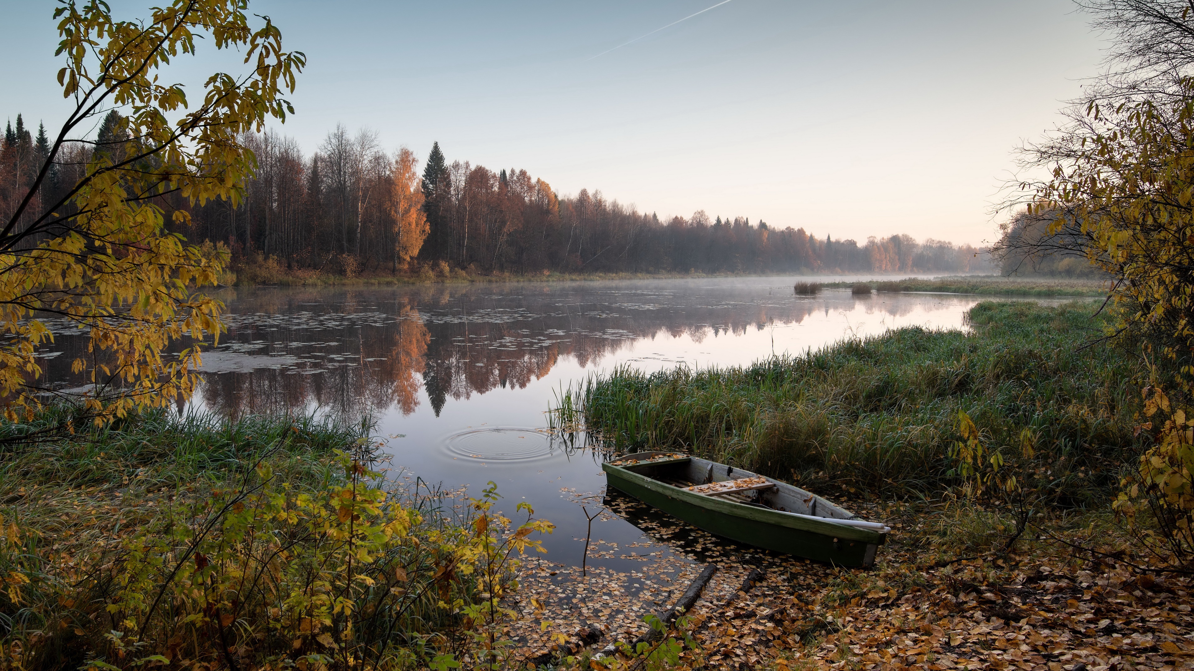 Россия Lake осенние Лодки